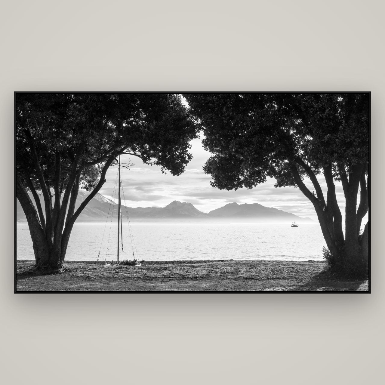 Kaikōura's Coastal Embrace — ArtBox Black, 196×110 cm. New Zealand fine art wall art by Stephen Milner.