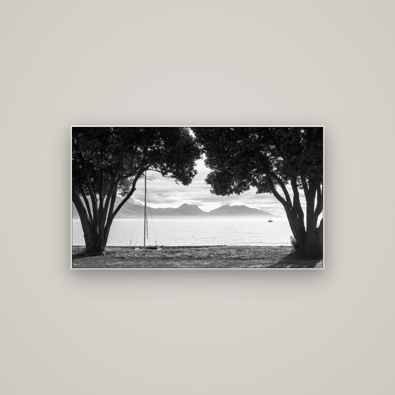Kaikōura's Coastal Embrace — ArtBox White, 107×60 cm. New Zealand fine art wall art by Stephen Milner.