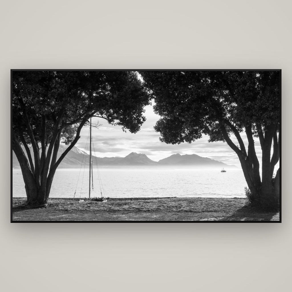 Kaikōura's Coastal Embrace — Basel Black Matte, 196×110 cm. New Zealand fine art wall art by Stephen Milner.