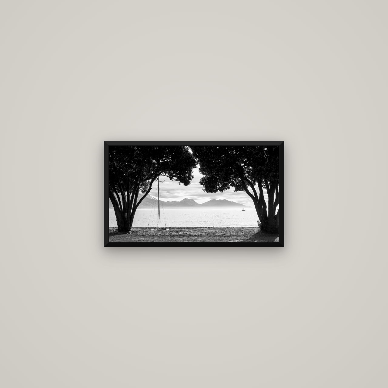 Kaikōura's Coastal Embrace — Basel Black Matte, 53×30 cm. New Zealand fine art wall art by Stephen Milner.