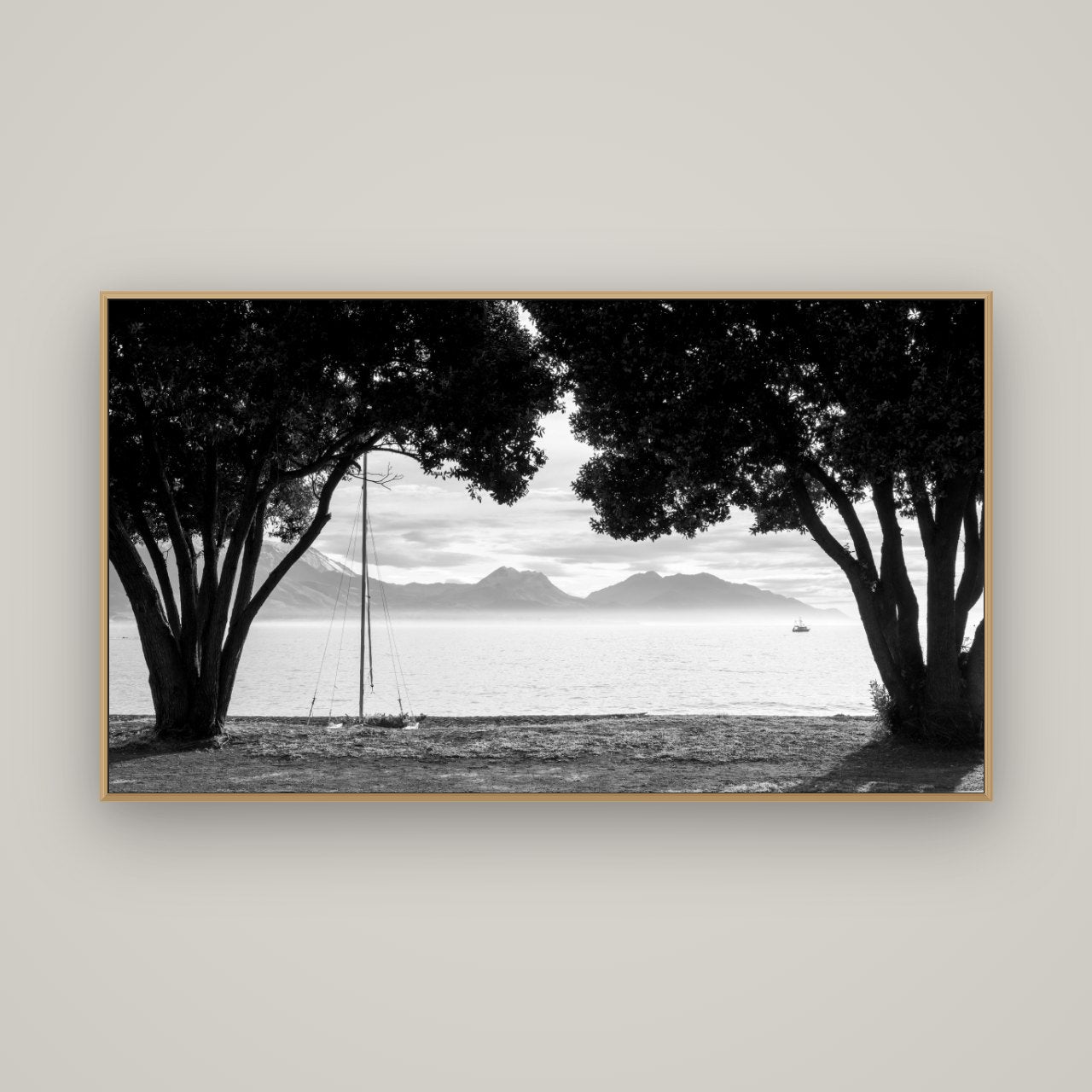 Kaikōura's Coastal Embrace, Basel Natural Oak, 160×90 cm. New Zealand fine art wall art by Stephen Milner.