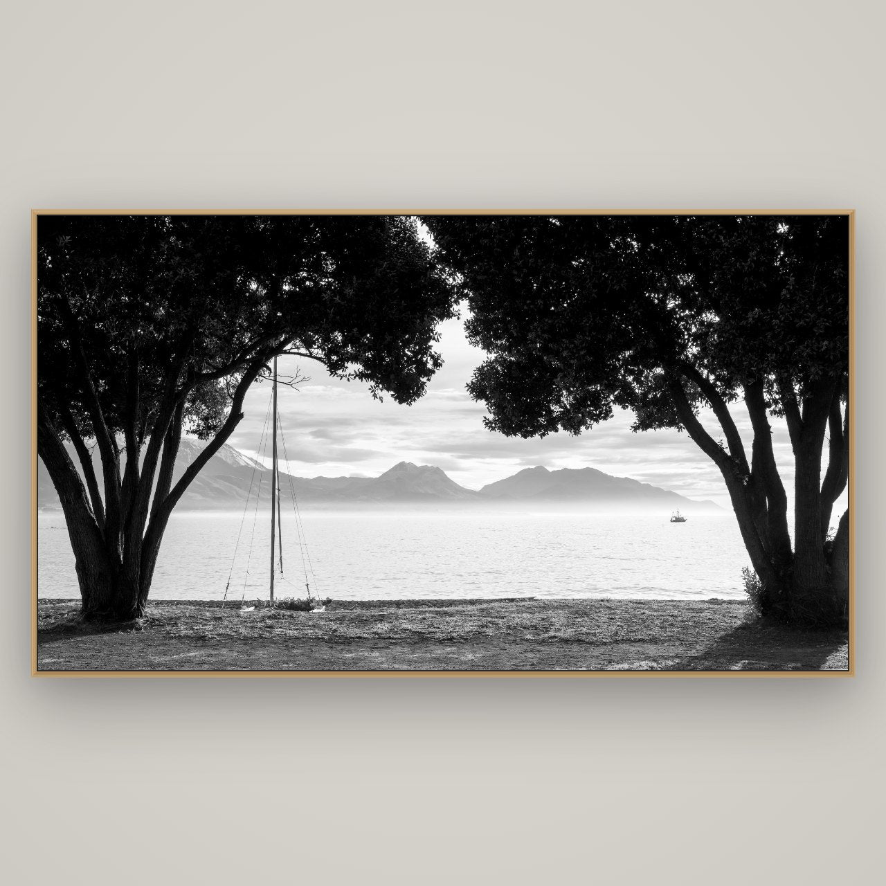 Kaikōura's Coastal Embrace, Basel Natural Oak, 196×110 cm. New Zealand fine art wall art by Stephen Milner.