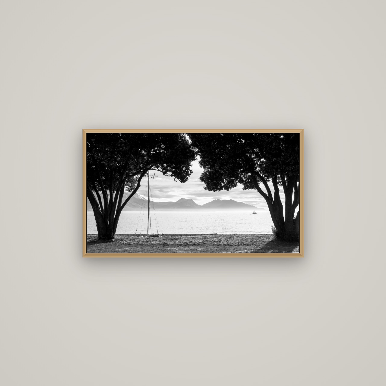 Kaikōura's Coastal Embrace, Basel Natural Oak, 80×45 cm. New Zealand fine art wall art by Stephen Milner.