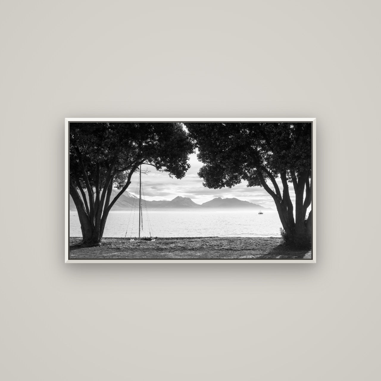 Kaikōura's Coastal Embrace — Basel White, 107×60 cm. New Zealand fine art wall art by Stephen Milner.