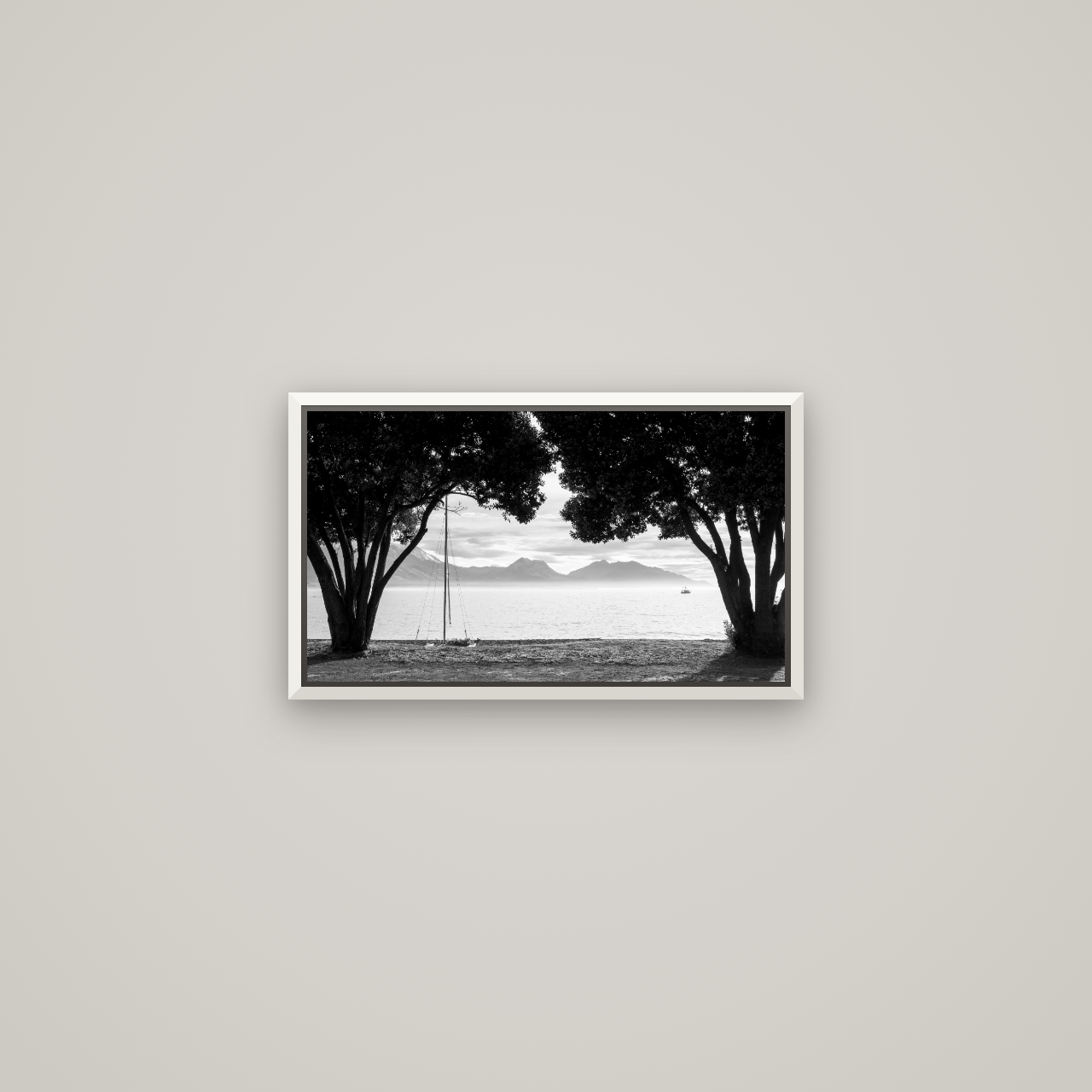 Kaikōura's Coastal Embrace — Basel White, 53×30 cm. New Zealand fine art wall art by Stephen Milner.