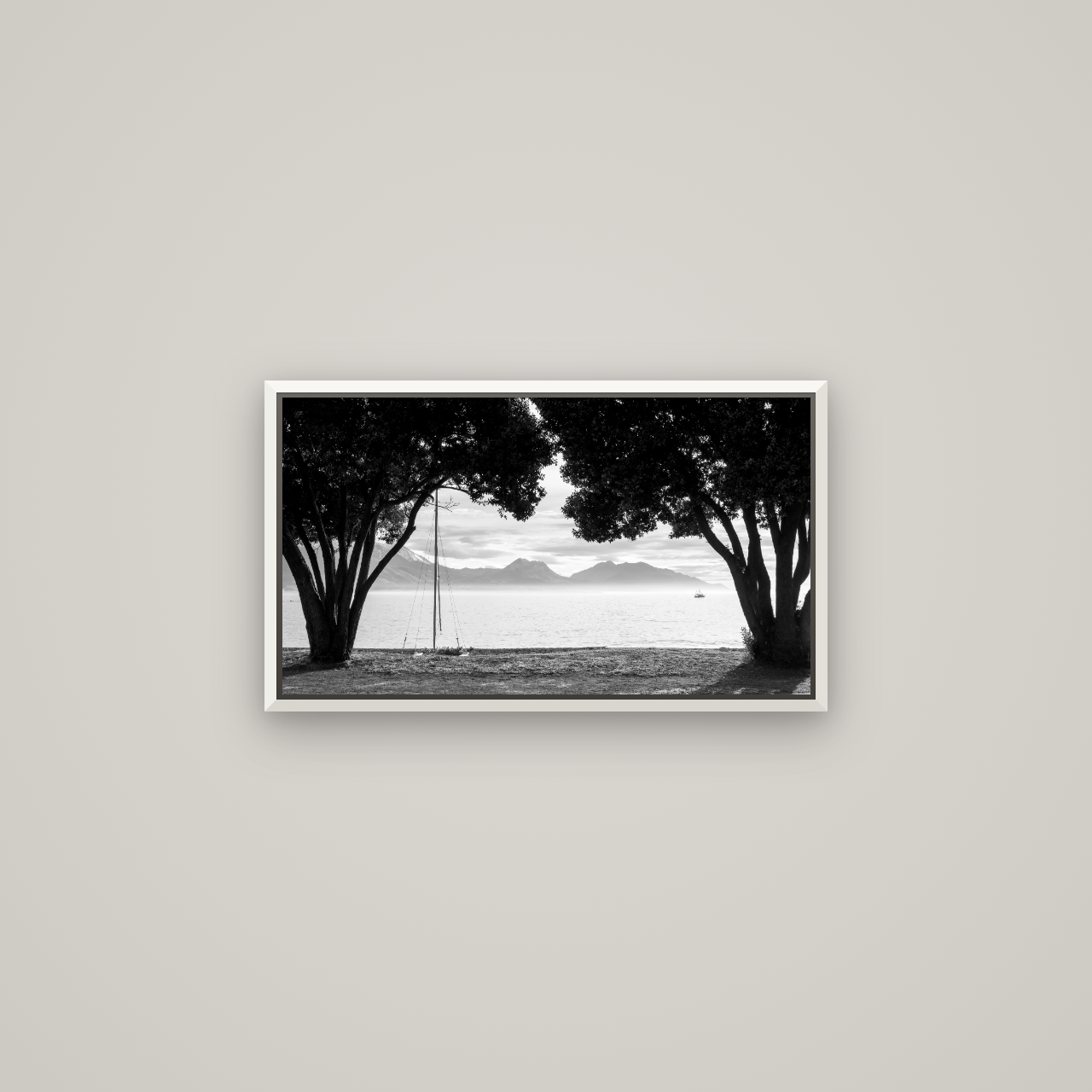 Kaikōura's Coastal Embrace — Basel White, 64×36 cm. New Zealand fine art wall art by Stephen Milner.