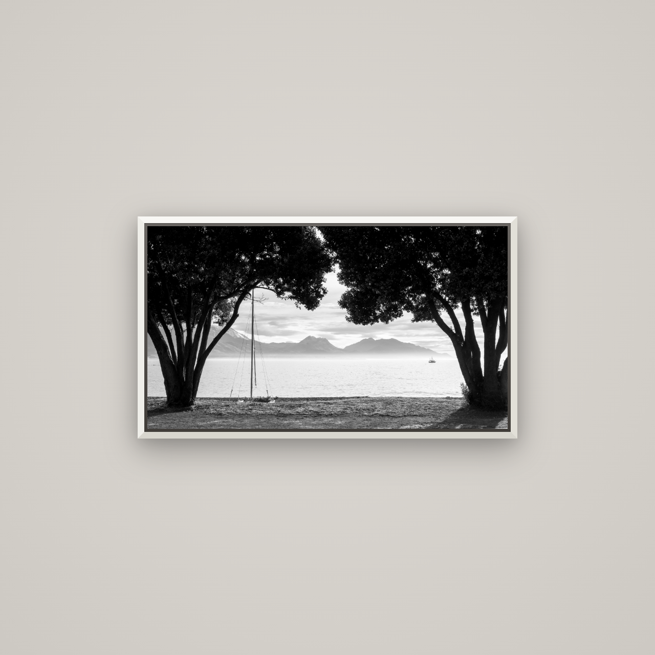 Kaikōura's Coastal Embrace — Basel White, 80×45 cm. New Zealand fine art wall art by Stephen Milner.