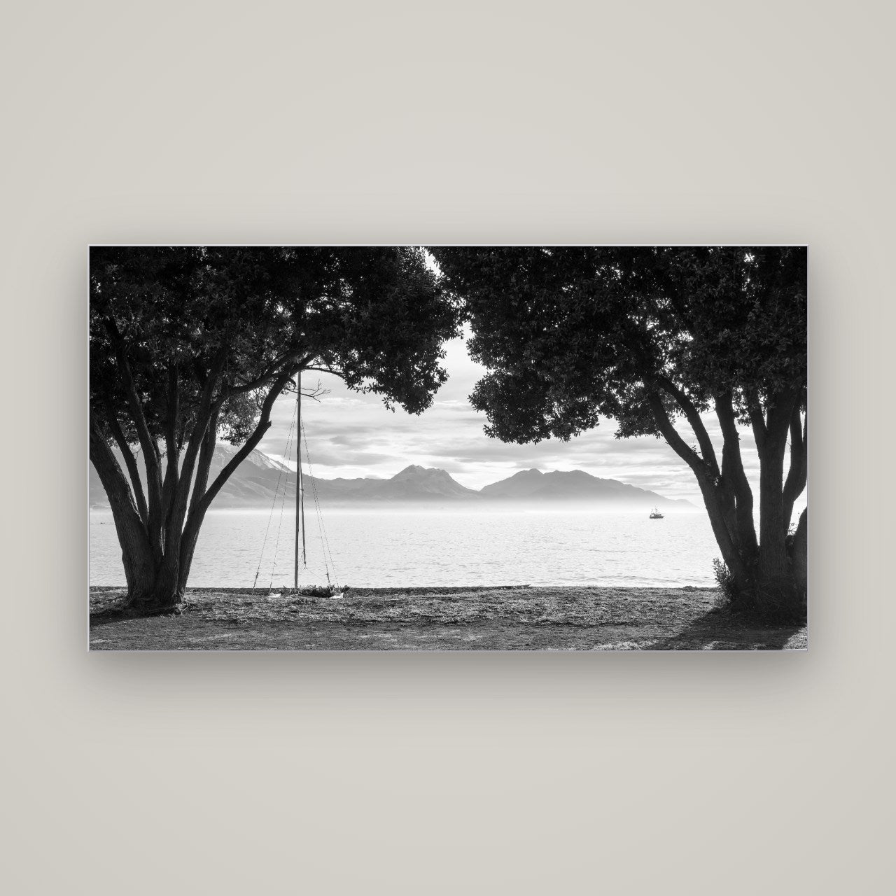 Kaikōura's Coastal Embrace — Slimline Silver, 160×90 cm. New Zealand fine art wall art by Stephen Milner.