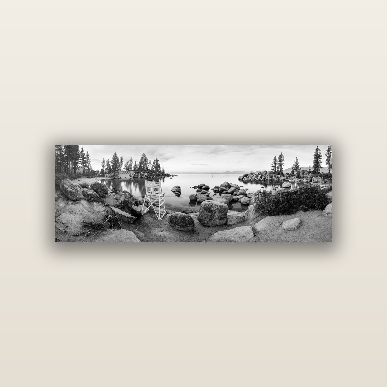 Lake Tahoe Serenity's Watch, Sunrise Over Sand Harbour — acrylic panel print, small 76 × 25 cm. New Zealand fine art landscape wall art by Stephen Milner.