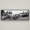 Lake Tahoe Serenity's Watch, Sunrise Over Sand Harbour — Basel Black, 198×70 cm. New Zealand fine art wall art by Stephen Milner.