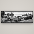 Lake Tahoe Serenity's Watch, Sunrise Over Sand Harbour — Basel Black Matte, 227×80 cm. New Zealand fine art wall art by Stephen Milner.
