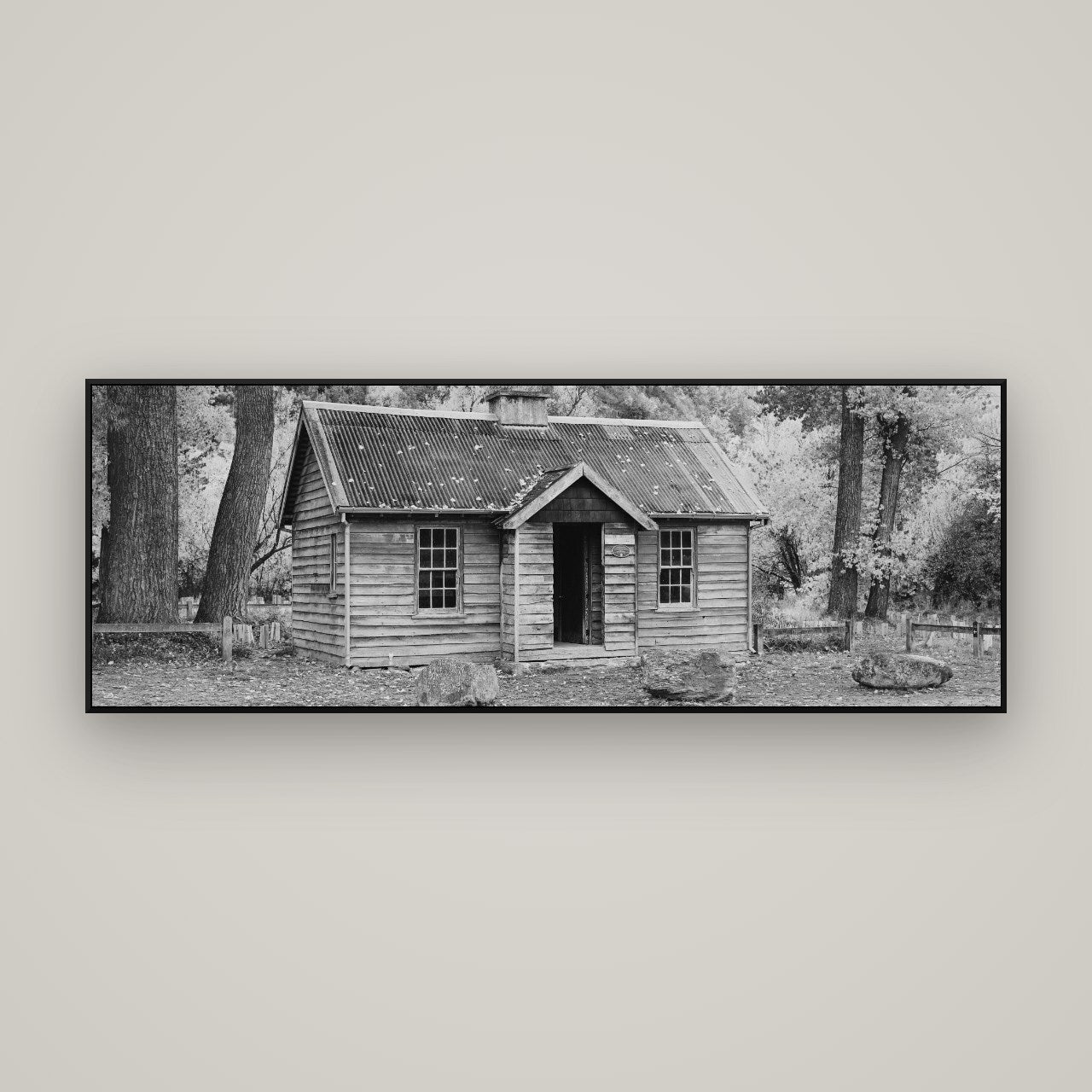 Law and Order, Arrowtown — ArtBox Black, 170×60 cm. New Zealand fine art wall art by Stephen Milner.