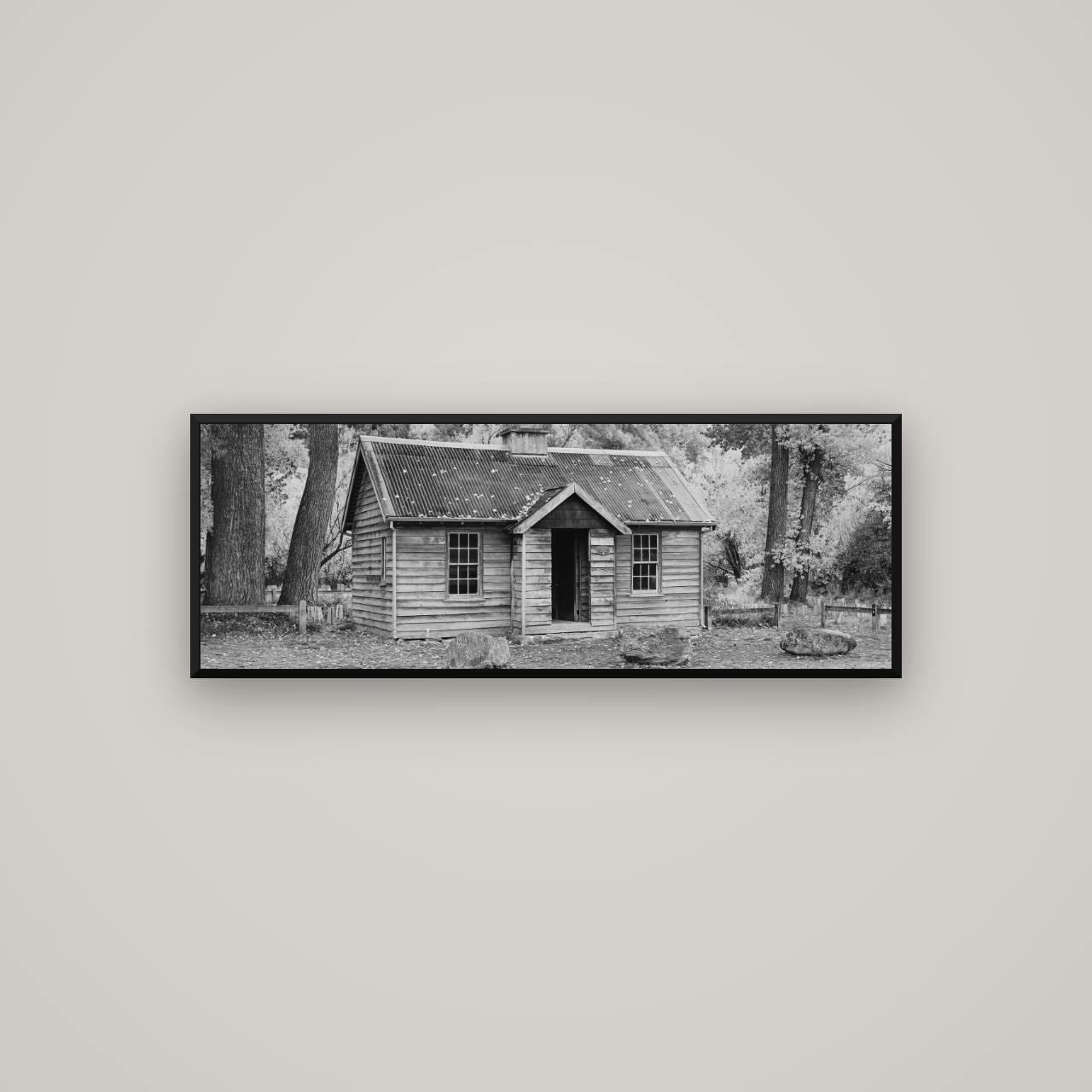 Law and Order, Arrowtown — Basel Black Matte, 113×40 cm. New Zealand fine art wall art by Stephen Milner.