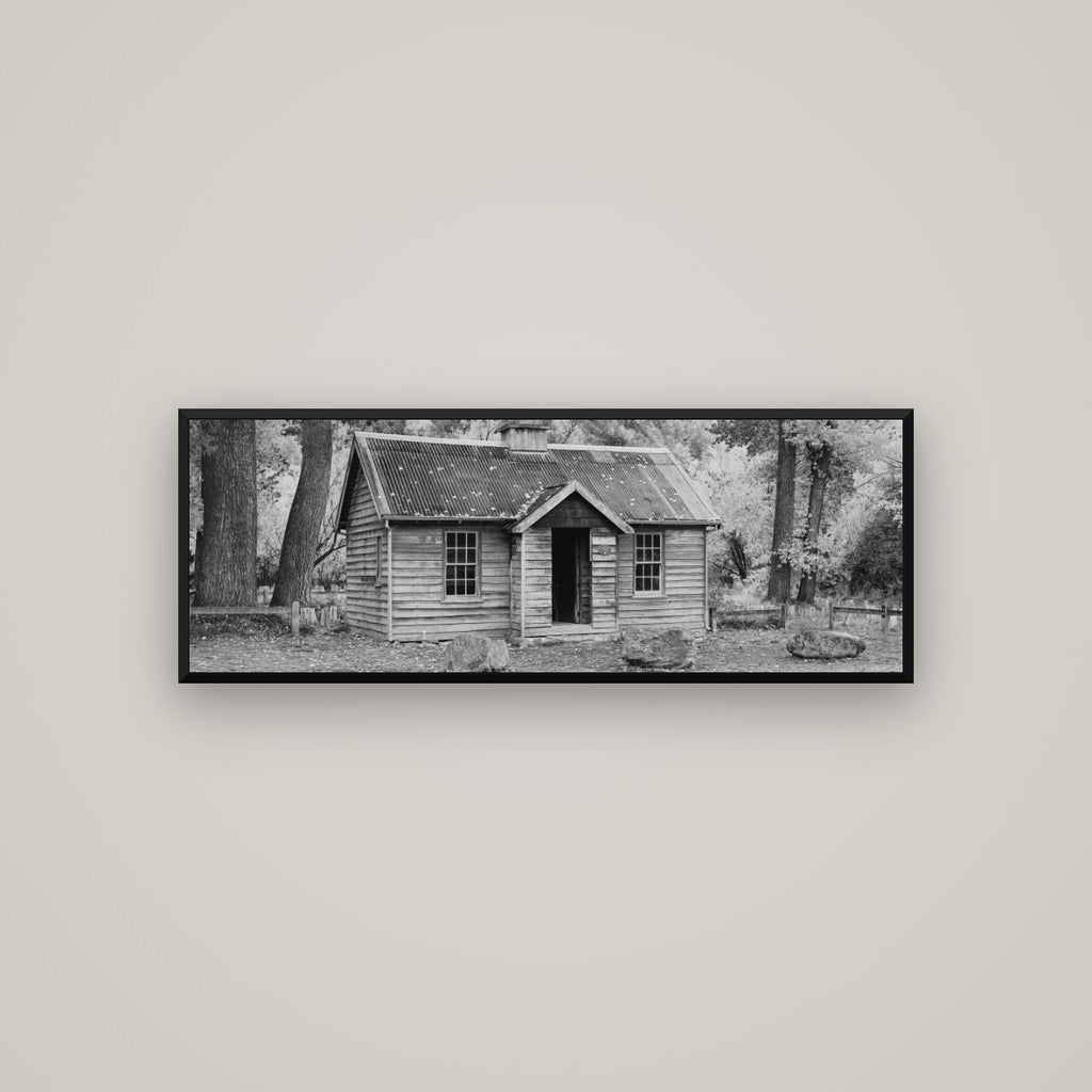 Law and Order, Arrowtown — Basel Black Matte, 113×40 cm. New Zealand fine art wall art by Stephen Milner.