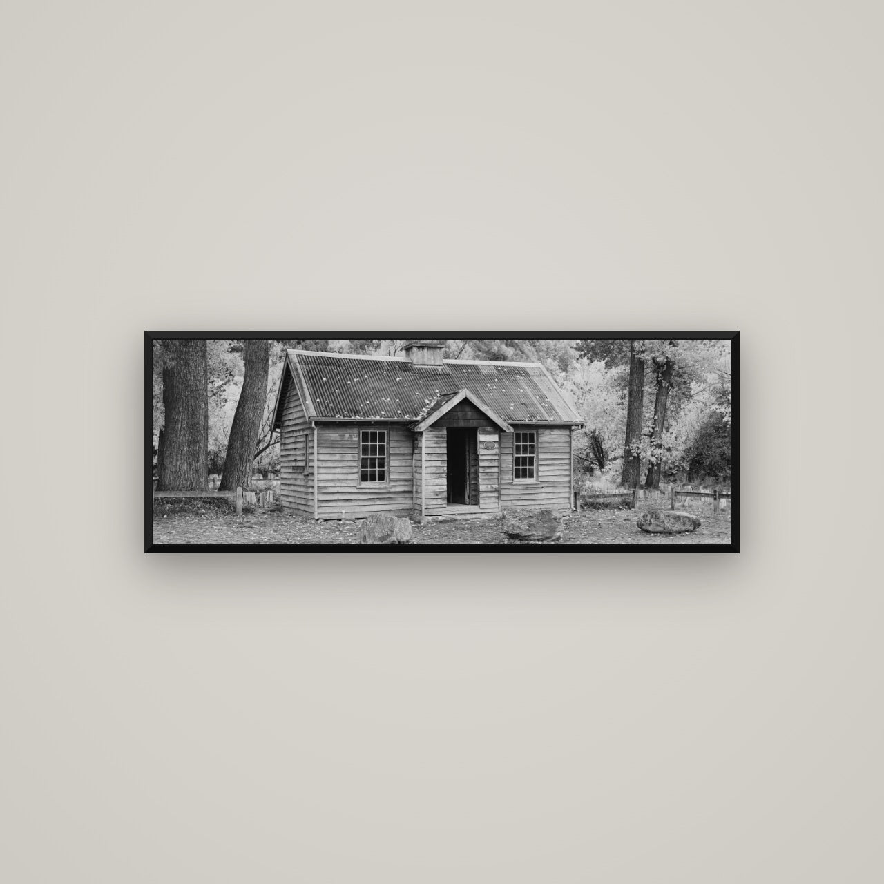 Law and Order, Arrowtown — Basel Black, 113×40 cm. New Zealand fine art wall art by Stephen Milner.