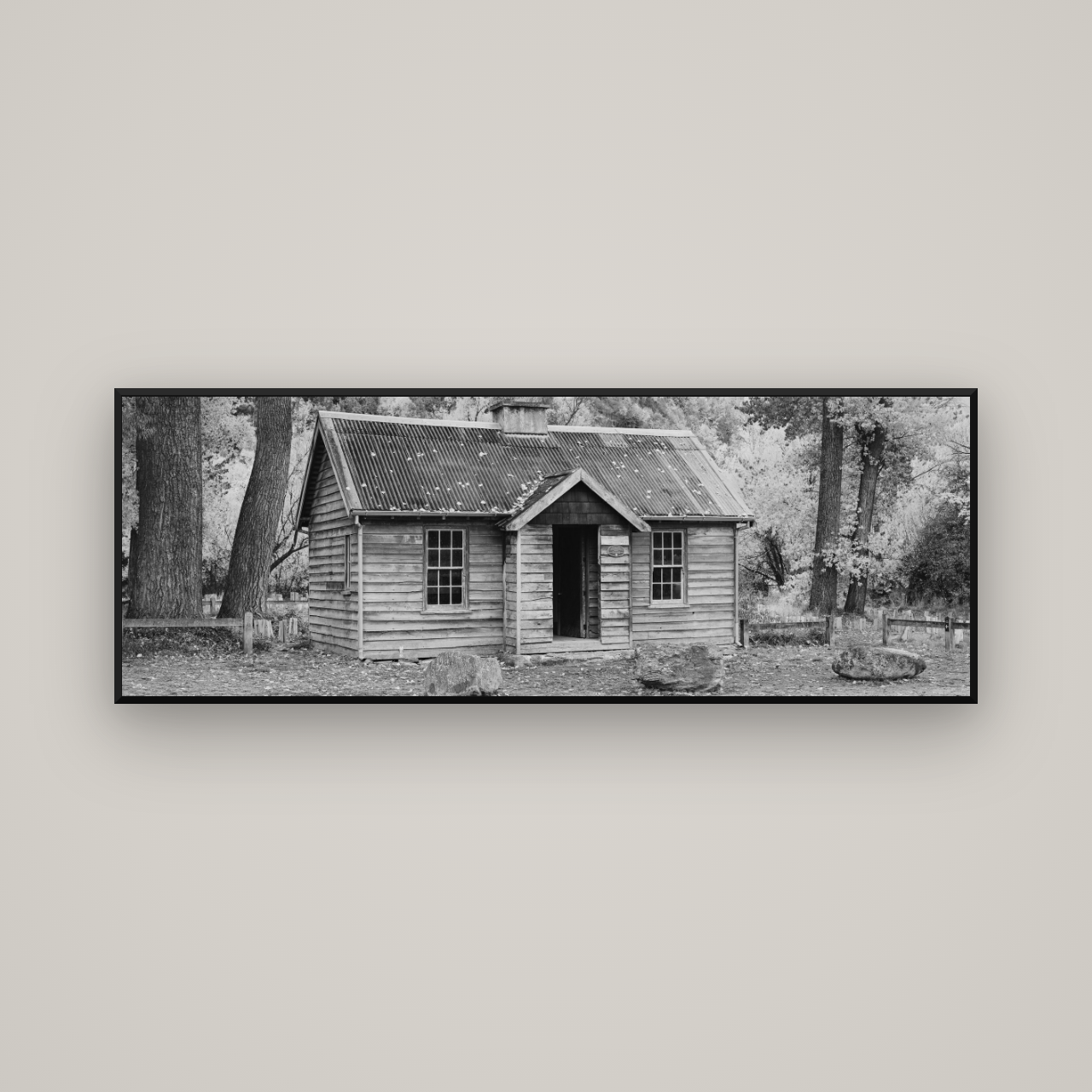 Law and Order, Arrowtown — Basel Black Matte, 170×60 cm. New Zealand fine art wall art by Stephen Milner.