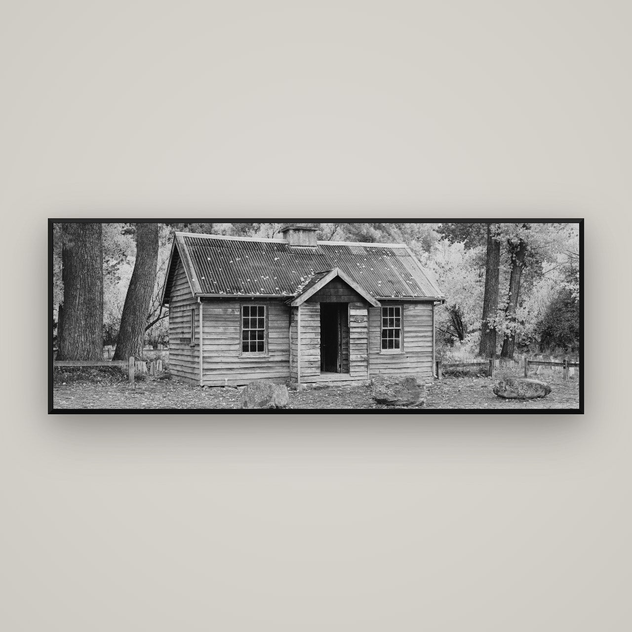 Law and Order, Arrowtown — Basel Black, 170×60 cm. New Zealand fine art wall art by Stephen Milner.