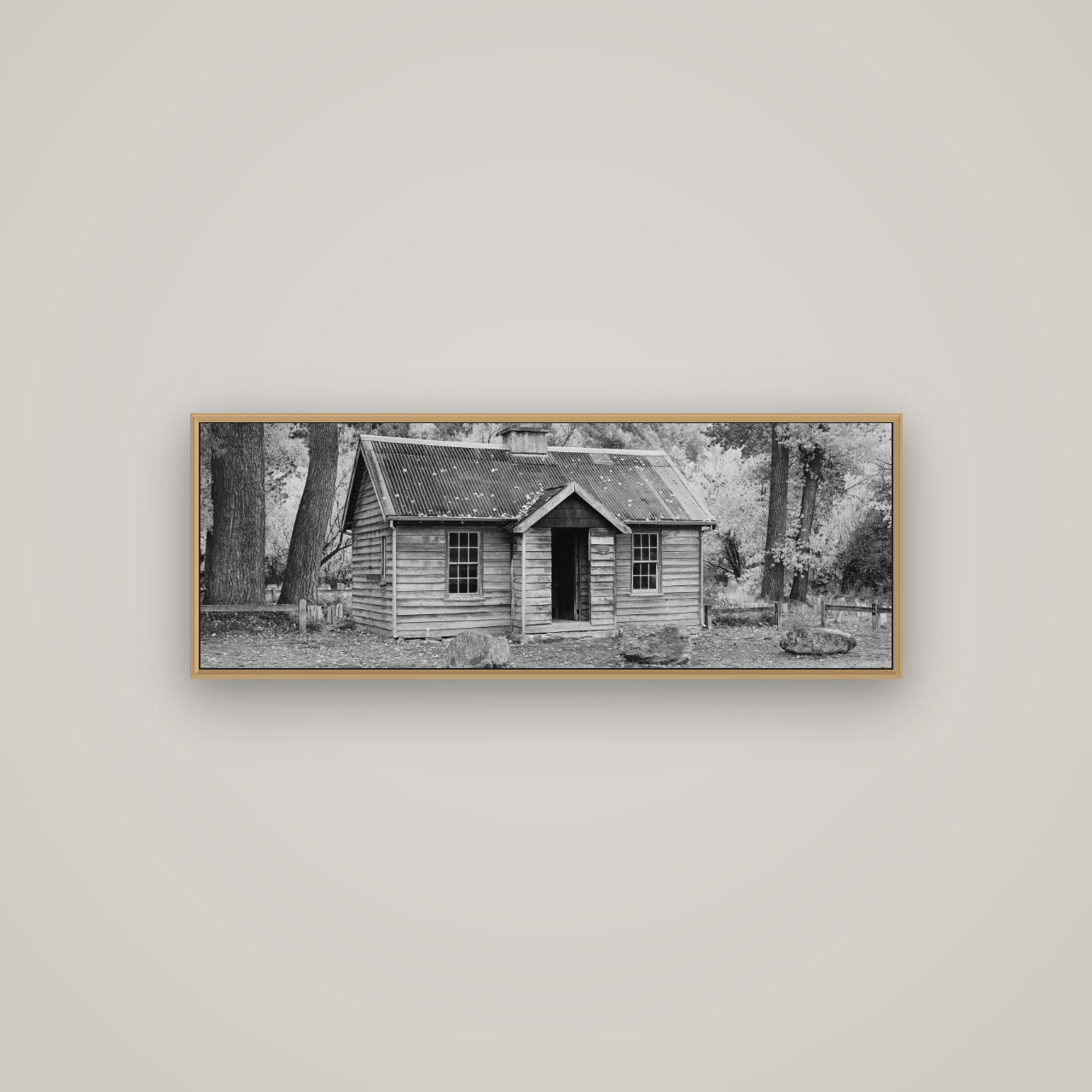 Law and Order, Arrowtown, Basel Natural Oak, 113×40 cm. New Zealand fine art wall art by Stephen Milner.