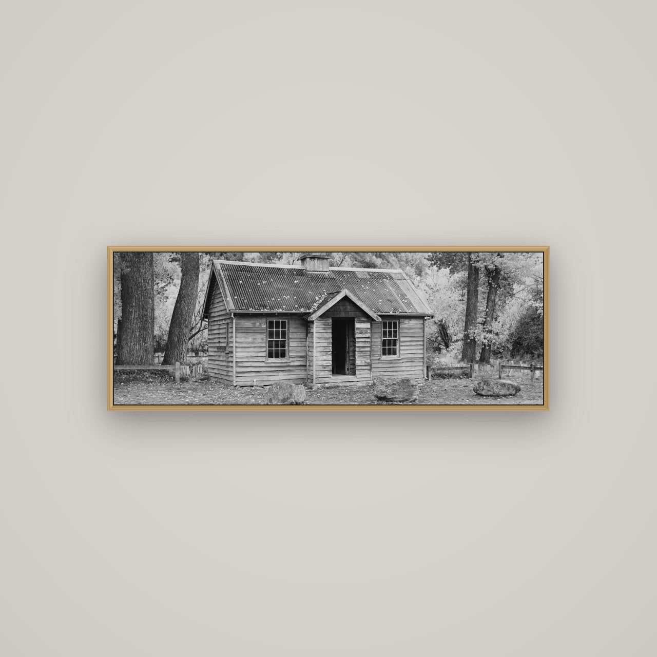 Law and Order, Arrowtown, Basel Natural Oak, 113×40 cm. New Zealand fine art wall art by Stephen Milner.