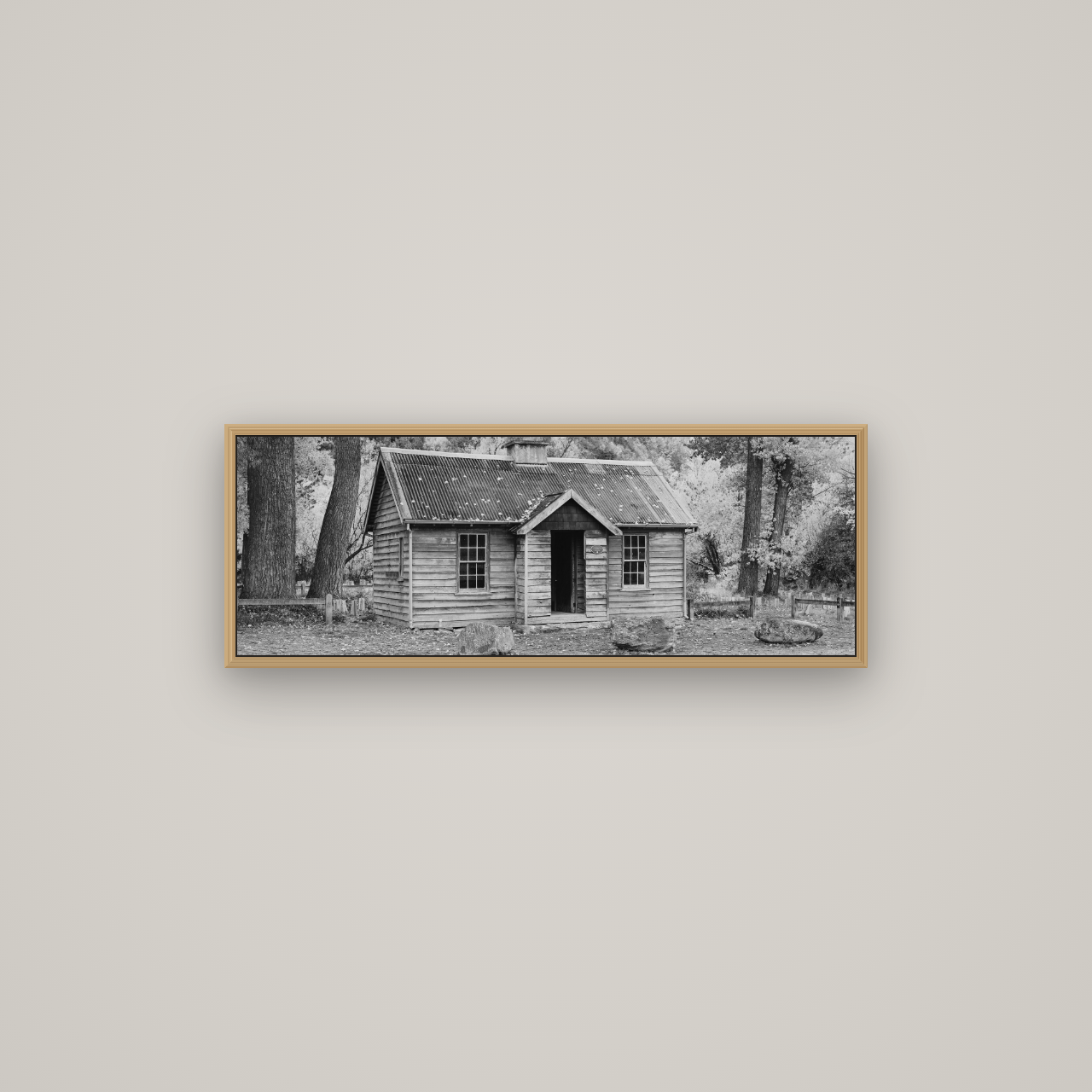 Law and Order, Arrowtown, Basel Natural Oak, 85×30 cm. New Zealand fine art wall art by Stephen Milner.