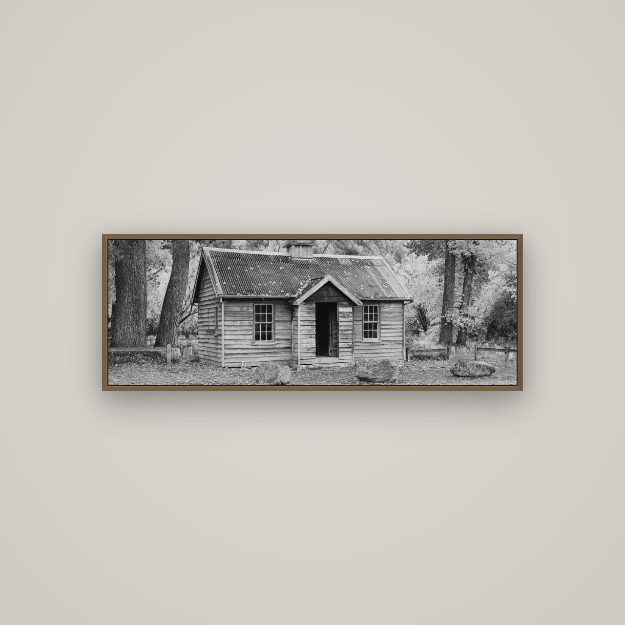 Law and Order, Arrowtown, Basel Walnut, 113×40 cm. New Zealand fine art wall art by Stephen Milner.