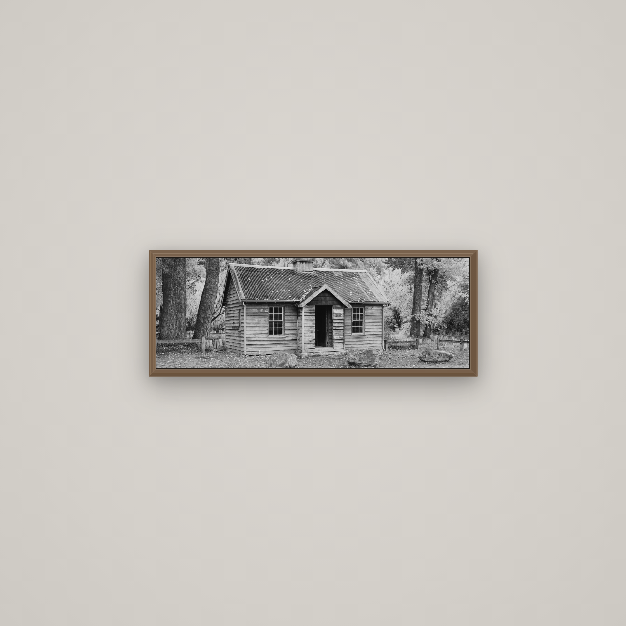 Law and Order, Arrowtown, Basel Walnut, 68×24 cm. New Zealand fine art wall art by Stephen Milner.