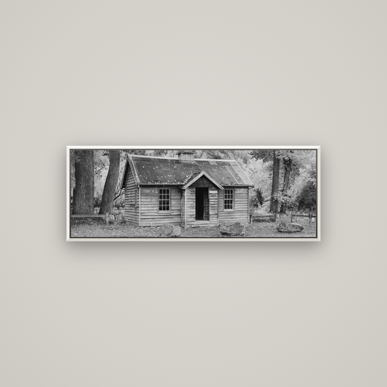 Law and Order, Arrowtown — Basel White, 113×40 cm. New Zealand fine art wall art by Stephen Milner.