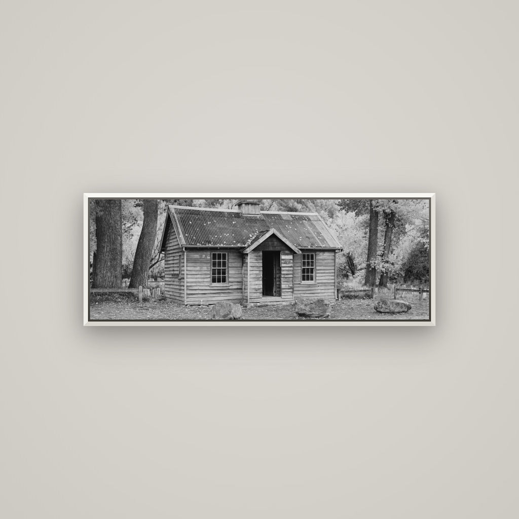 Law and Order, Arrowtown — Basel White, 113×40 cm. New Zealand fine art wall art by Stephen Milner.