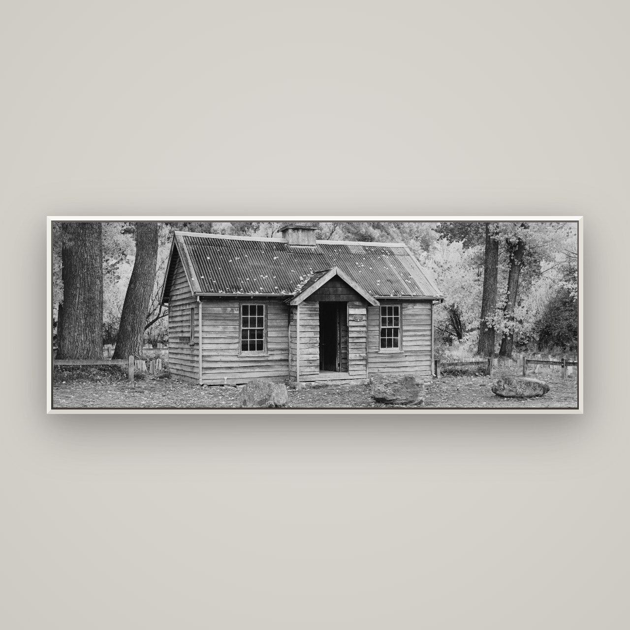 Law and Order, Arrowtown — Basel White, 170×60 cm. New Zealand fine art wall art by Stephen Milner.