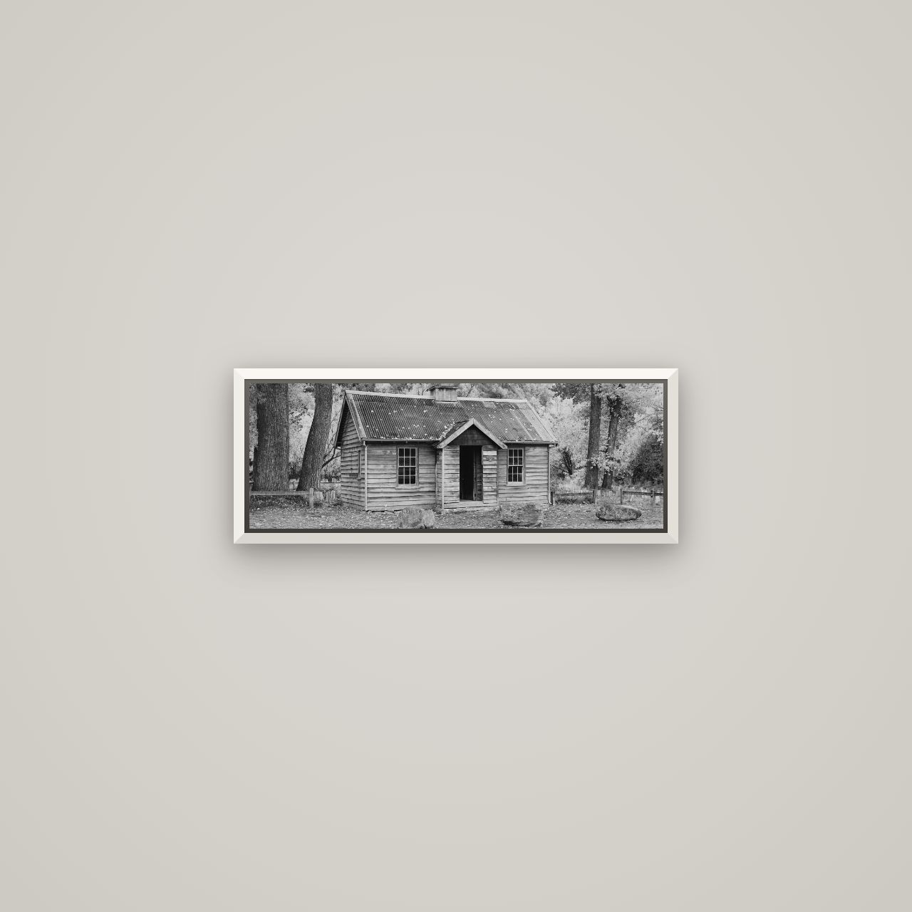 Law and Order, Arrowtown — Basel White, 57×20 cm. New Zealand fine art wall art by Stephen Milner.