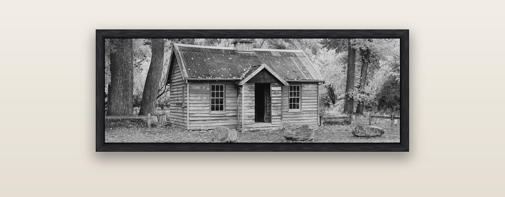Law and Order, Arrowtown — black float frame framed canvas print. New Zealand fine art landscape wall art by Stephen Milner.