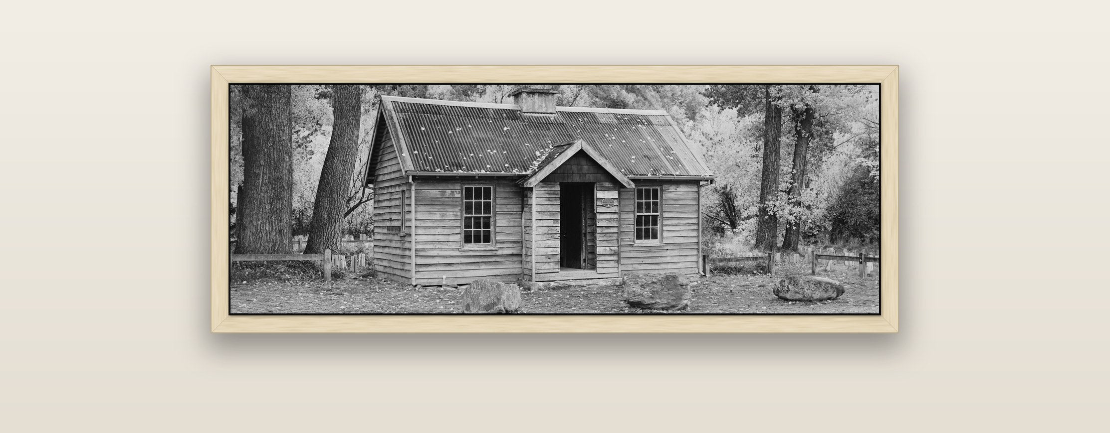 Law and Order, Arrowtown — natural float frame framed canvas print. New Zealand fine art landscape wall art by Stephen Milner.