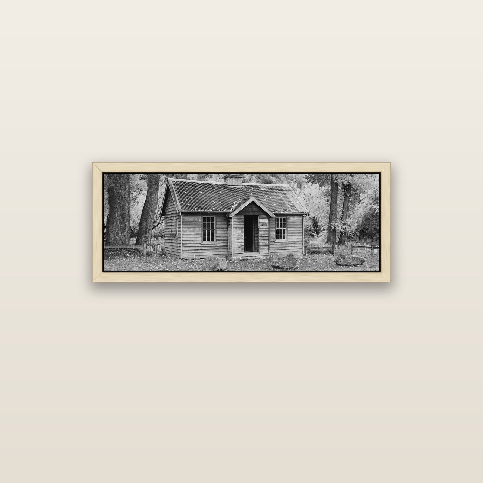 Law and Order, Arrowtown — natural float frame canvas, 102 × 36 cm. New Zealand fine art landscape wall art by Stephen Milner.