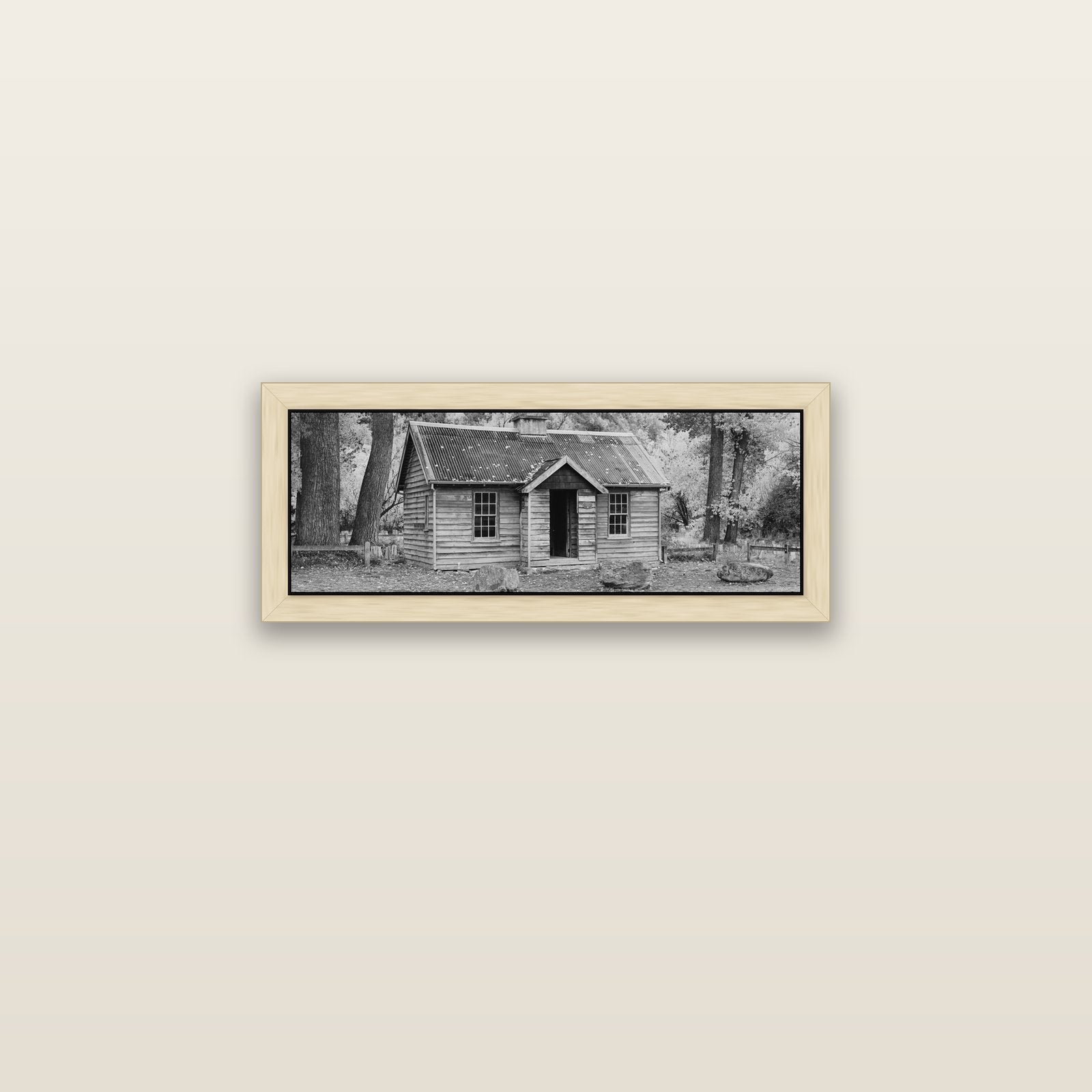 Law and Order, Arrowtown — natural float frame canvas, 71 × 25 cm. New Zealand fine art landscape wall art by Stephen Milner.