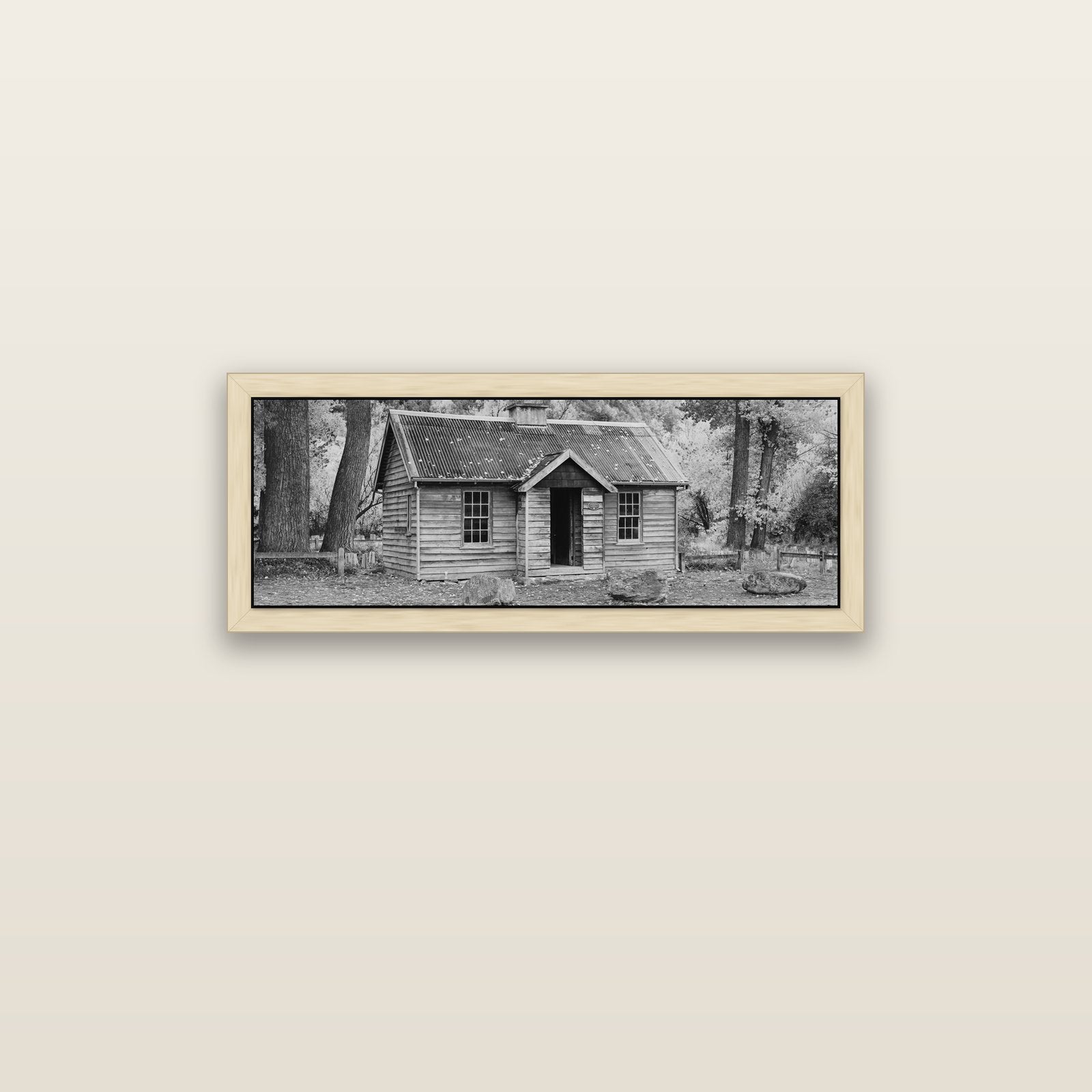 Law and Order, Arrowtown — natural float frame canvas, 91 × 31 cm. New Zealand fine art landscape wall art by Stephen Milner.