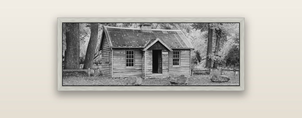 Law and Order, Arrowtown — silver float frame framed canvas print. New Zealand fine art landscape wall art by Stephen Milner.