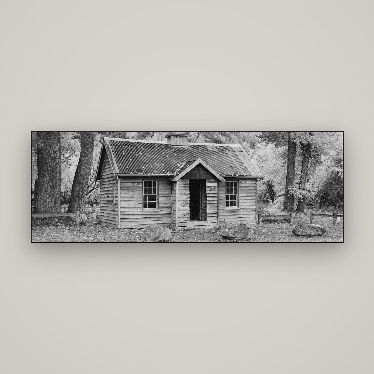 Law and Order, Arrowtown — Slimline Black, 170×60 cm. New Zealand fine art wall art by Stephen Milner.