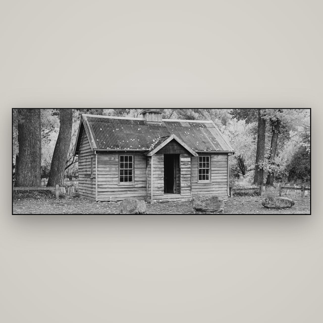 Law and Order, Arrowtown — Slimline Black, 198×70 cm. New Zealand fine art wall art by Stephen Milner.