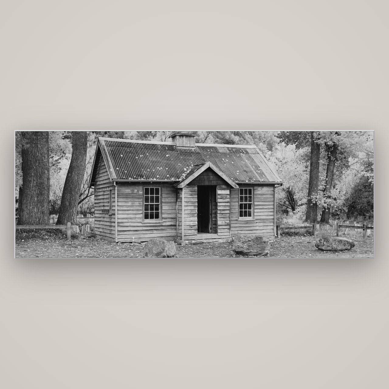 Law and Order, Arrowtown — Slimline Silver, 198×70 cm. New Zealand fine art wall art by Stephen Milner.