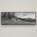 Legacy of the Goldseeker, Needham's Macetown Abode — Basel Black, 198×70 cm. New Zealand fine art wall art by Stephen Milner.