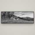 Legacy of the Goldseeker, Needham's Macetown Abode — Basel Black Matte, 227×80 cm. New Zealand fine art wall art by Stephen Milner.