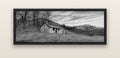 Legacy of the Goldseeker, Needham's Macetown Abode — black float frame canvas, 152 × 56 cm. New Zealand fine art landscape wall art by Stephen Milner.