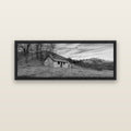 Legacy of the Goldseeker, Needham's Macetown Abode — black float frame canvas, 152 × 56 cm. New Zealand fine art landscape wall art by Stephen Milner.