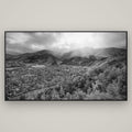 Light Over the Valley, Arrowtown — Basel Black, 196×110 cm. New Zealand fine art wall art by Stephen Milner.