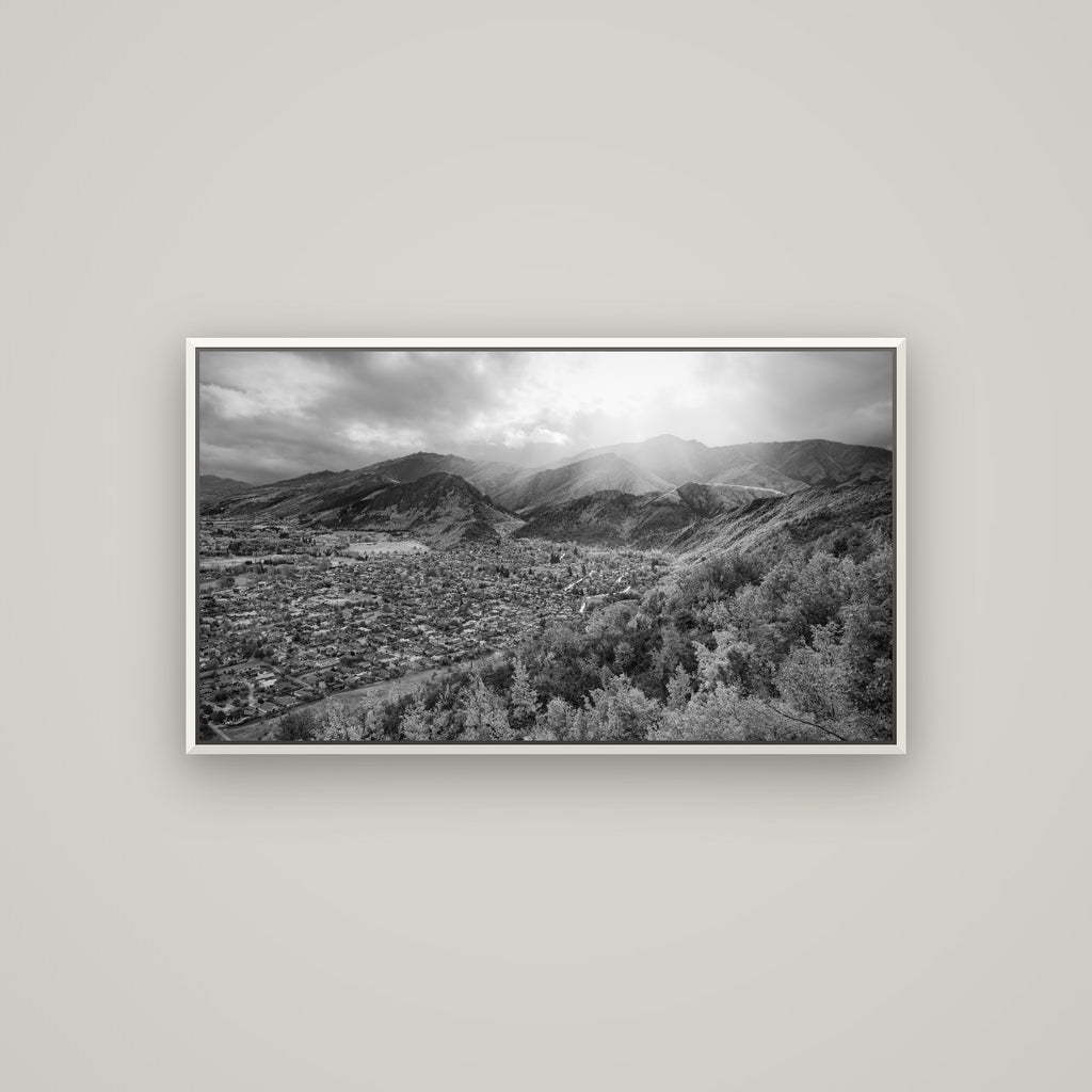 Light Over the Valley, Arrowtown — Basel White, 107×60 cm. New Zealand fine art wall art by Stephen Milner.