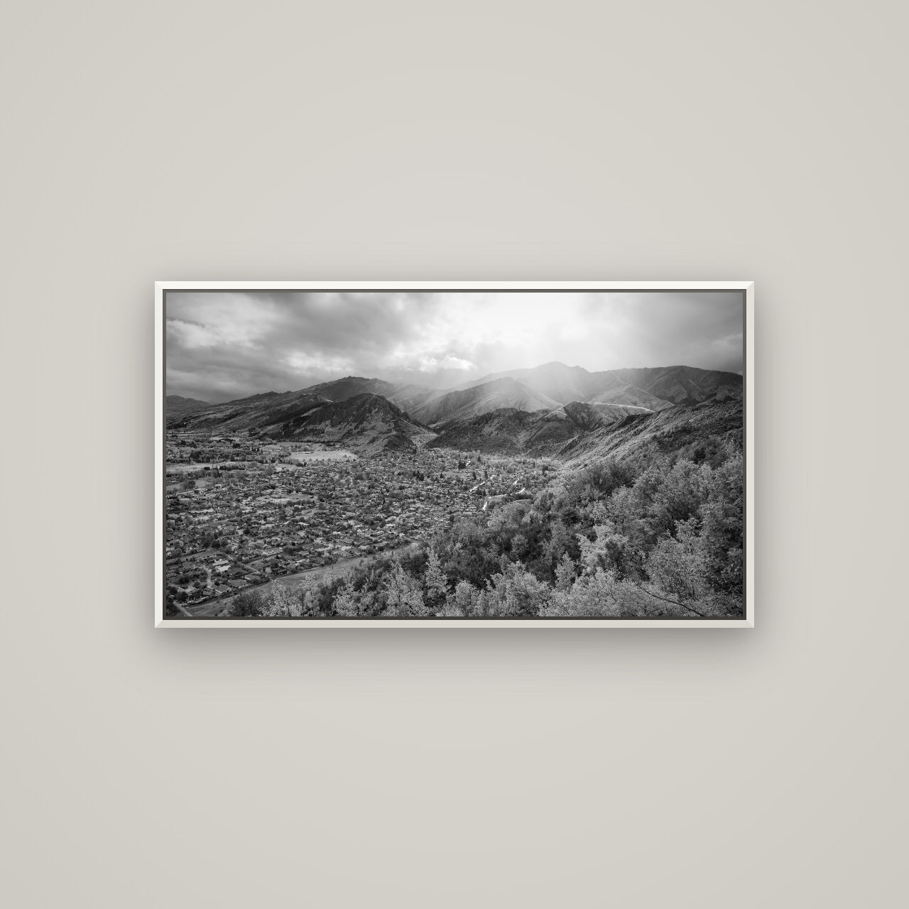 Light Over the Valley, Arrowtown — Basel White, 107×60 cm. New Zealand fine art wall art by Stephen Milner.
