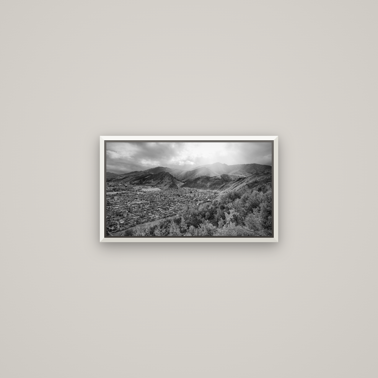 Light Over the Valley, Arrowtown — Basel White, 53×30 cm. New Zealand fine art wall art by Stephen Milner.