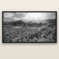 Light Over the Valley, Arrowtown — black float frame canvas, 200 × 130 cm. New Zealand fine art landscape wall art by Stephen Milner.