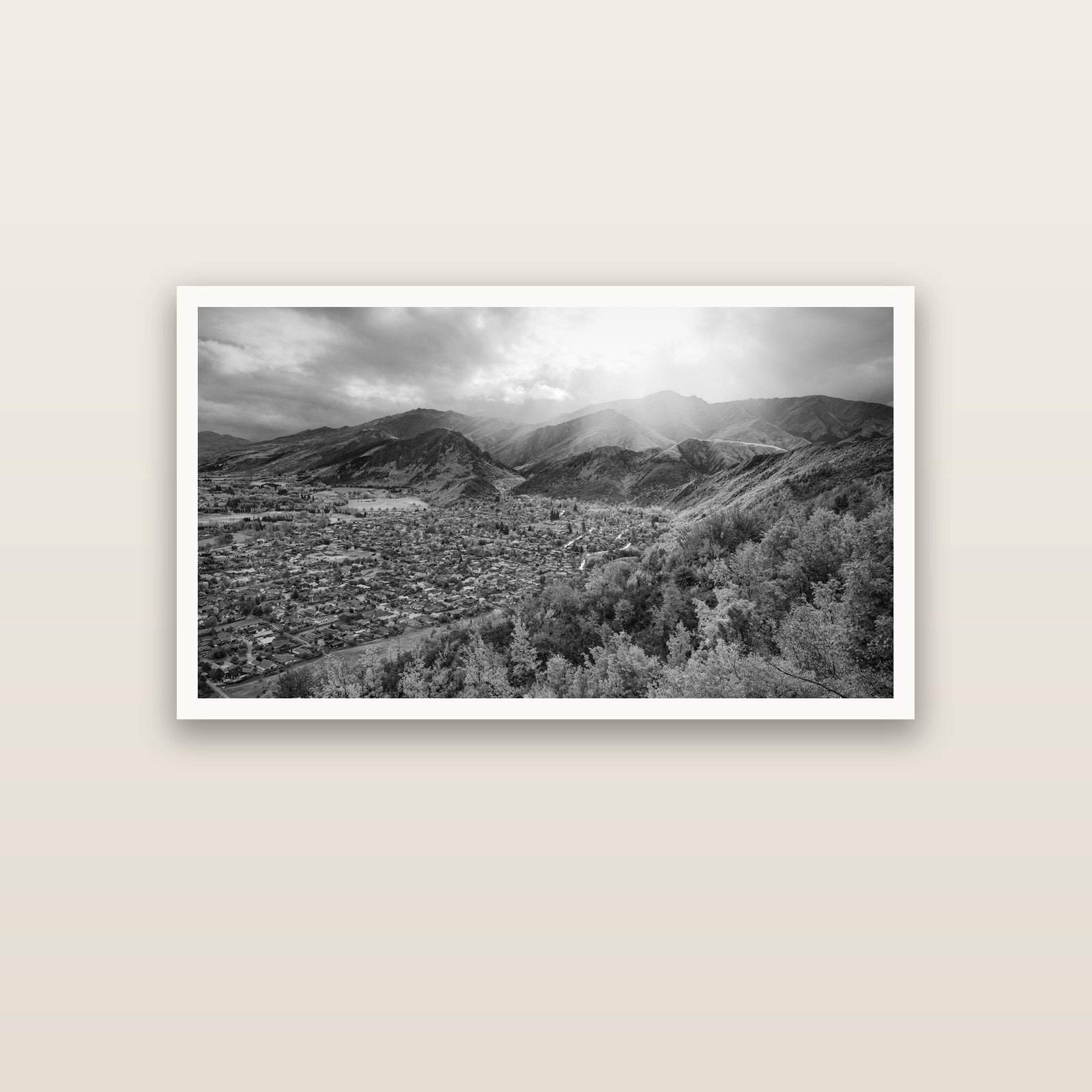 Light Over the Valley, Arrowtown — Hahnemühle fine art print, 120 × 70 cm. New Zealand fine art landscape photography by Stephen Milner.