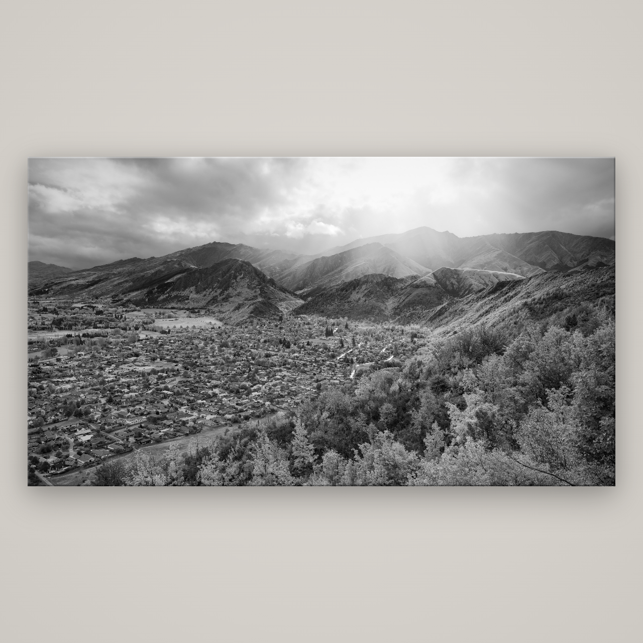 Light Over the Valley, Arrowtown — No frame, 196×110 cm. New Zealand fine art wall art by Stephen Milner.
